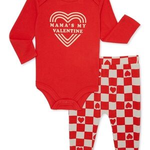 Mamas my valentine Baby Outfit with checkered pants